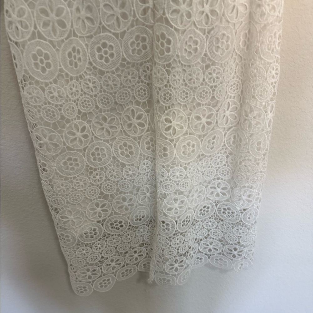 Express White Off The Shoulder Crochet Lace Midi Pencil Dress XS NEW - Picture 10 of 10